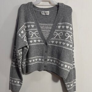 New No Boundaries Charcoal and White Super Soft Cardigan Sz L (12-14)**